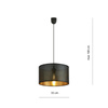 ASTON 1 BLACK/GOLD 1148/1 lampa wisząca regulowana abażur dużo światła