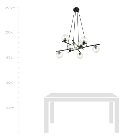 ESSA 8 BLACK/TRANSPARENT 1202/8 lampa sufitowa wisząca czarna szklane klosze DESIGN