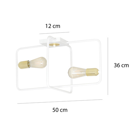 SAVO 2 WHITE-GOLD  354/2 plafon sufitowy w stylu Loft Edison biały złote dodatki
