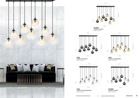 COSMO 9 BL MIODOWY 713/9 lampa wisząca klosze kule regulowana nowoczesna