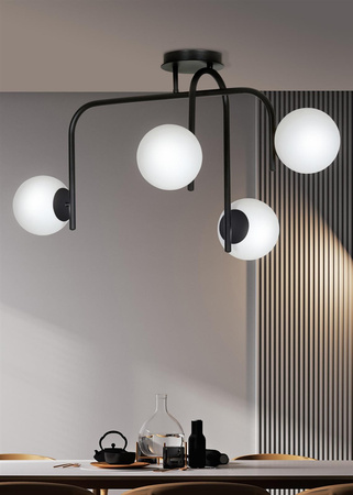 KALF 4B BLACK 1030/4B nowoczesna lampa sufitowa czarna szklane klosze