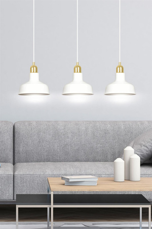 IBOR 3 WHITE 1043/3 nowoczesna lampa sufitowa biała złote elementy
