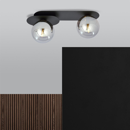 PLAZA 2 BLACK/GRAFIT 1119/2 nowoczesny plafon sufitowy czarny szklane klosze